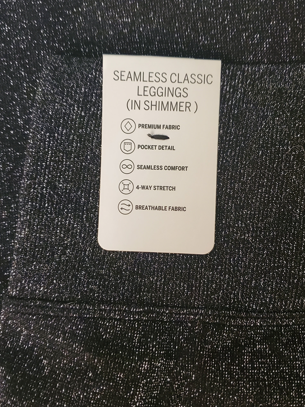 VS PINK Seamless Classic Leggings Shimmer Black - Medium NWT - Picture 2 of 7